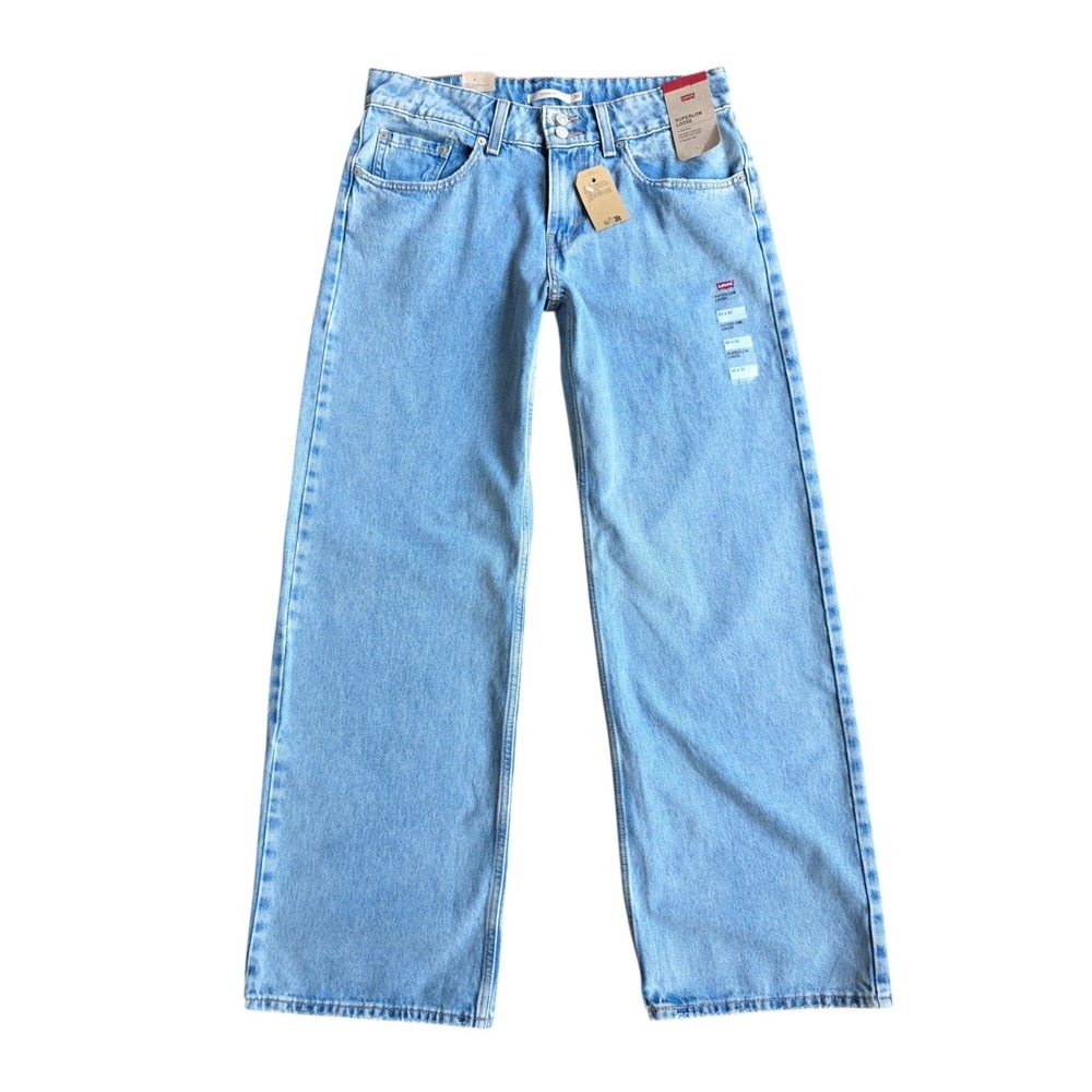 Levis Wide Leg Jeans Women's 30x32 Blue Low-Rise SuperLow Y2K Grunge Skater
